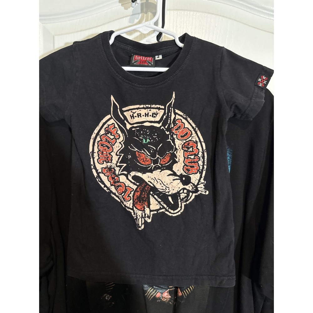 Hellcat Rod HRHC Graphic Tee Black Wolf Rockabilly Tradition Innovation Kids